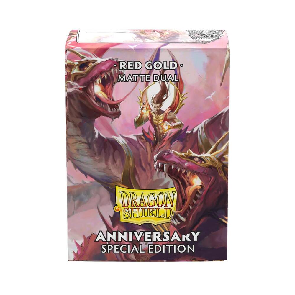 Dragon Shields: (100) Matte Standard Pomegranate & Gold ANNIVERSARY SPECIAL EDITION