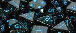 7CT SPECKLED POLY BLUE STARS DICE SET