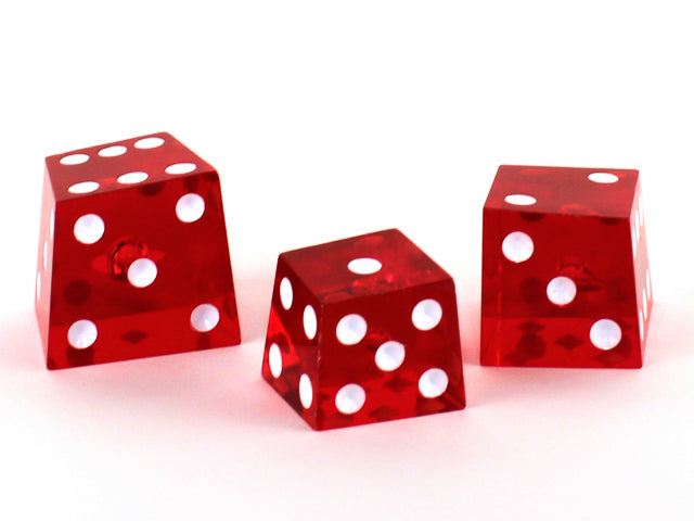 25mm Crooked Dice Transparent red w/white