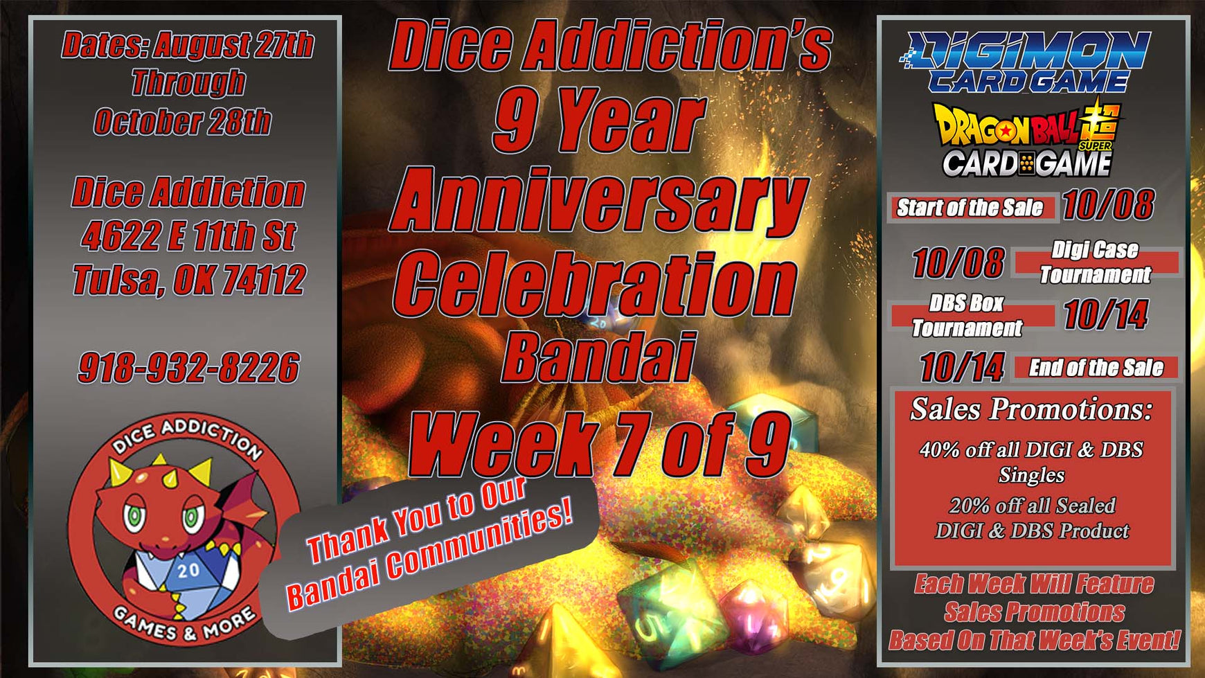 Bandai Celebration Week Begins TODAY @ Dice Addiction!
