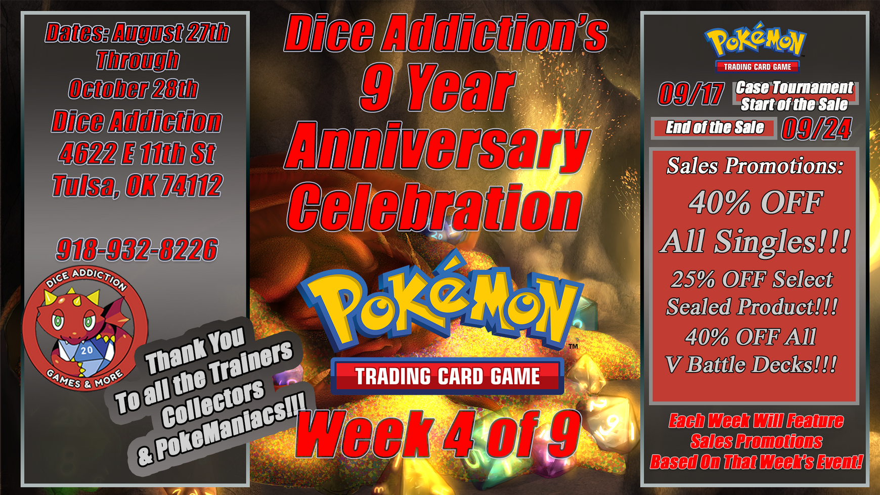 Dice Addiction's 9th Anniversary Celebration - Week 4: Pokémon!