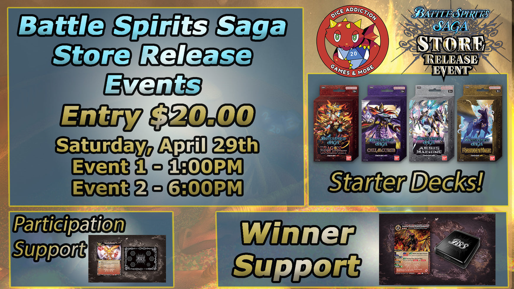 Battle Spirits Saga: Store Release Events @ Dice Addiction!