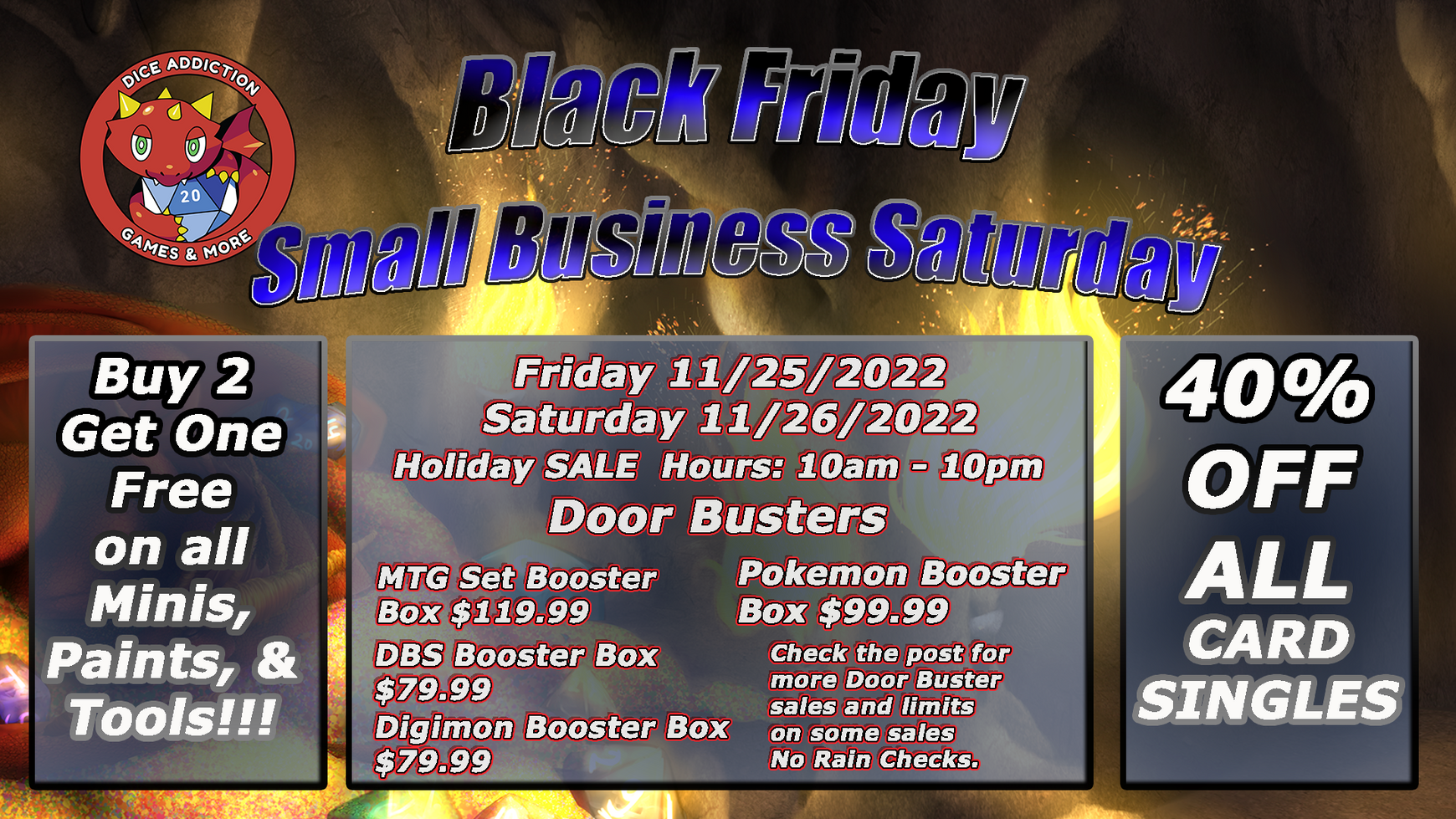 Dice Addiction's Black Friday & Small Business Saturday Sale!!!