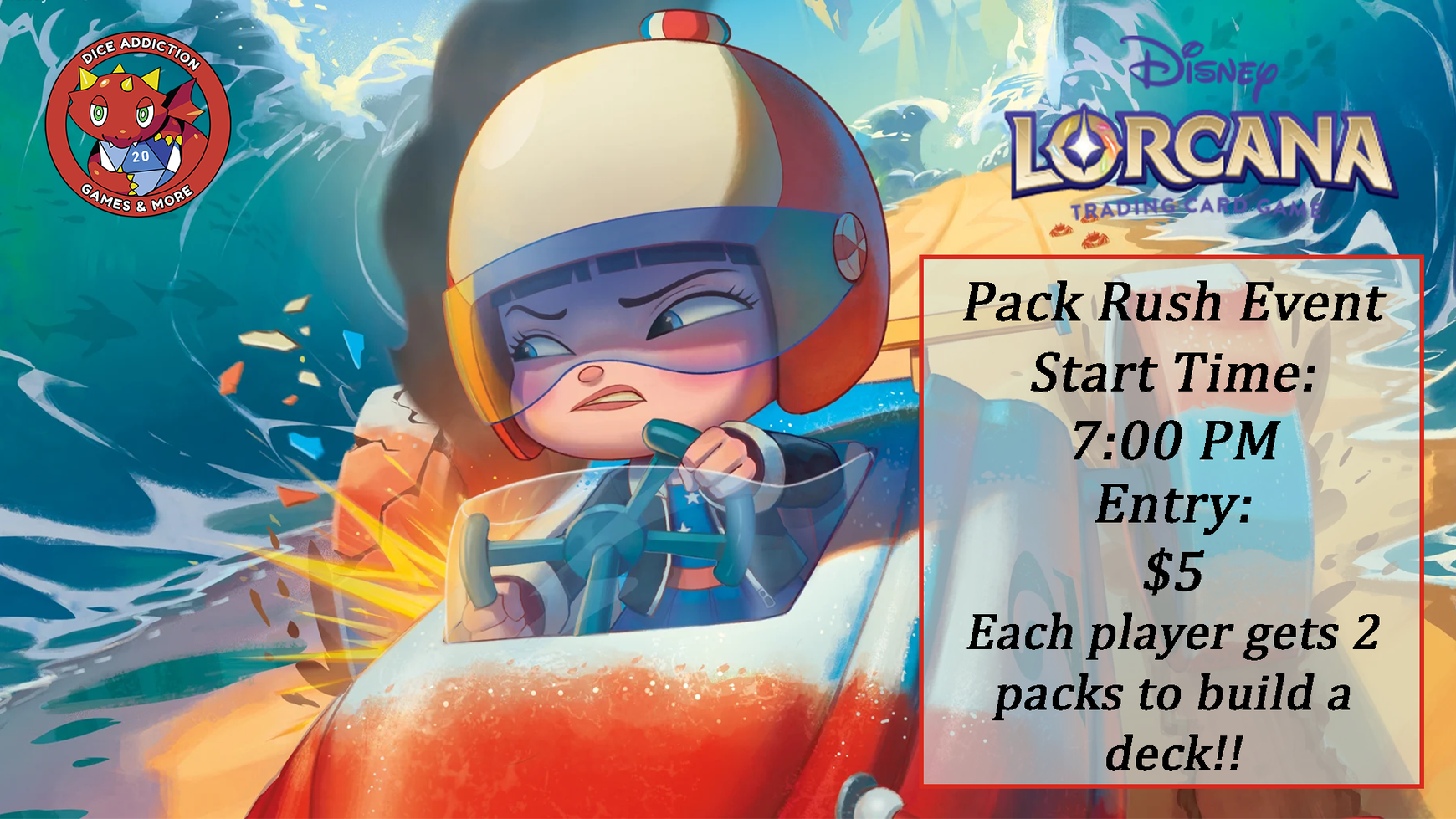 Lorcana Pack Rush event at Dice Addiction!