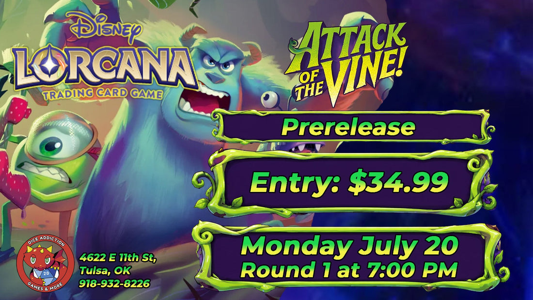Dice Addiction's Lorcana "Attack of the Vines" Prerelease Event