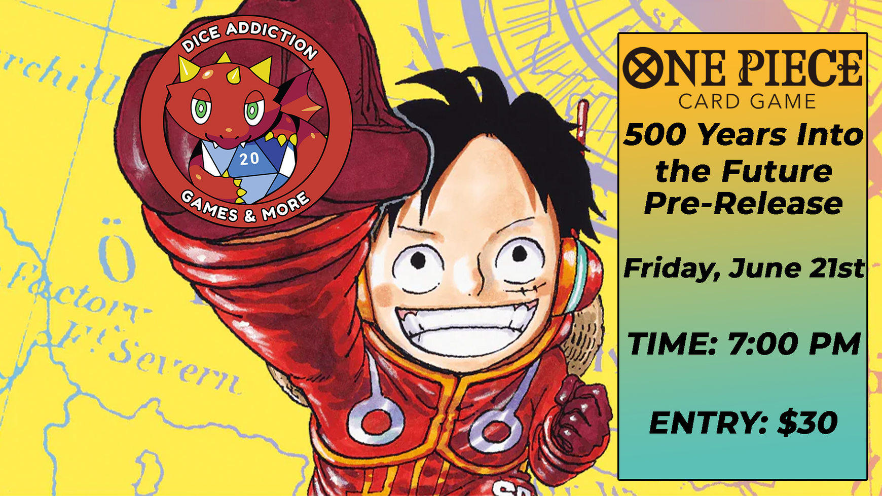 One Piece OP-07 Pre-Release at Dice Addiction