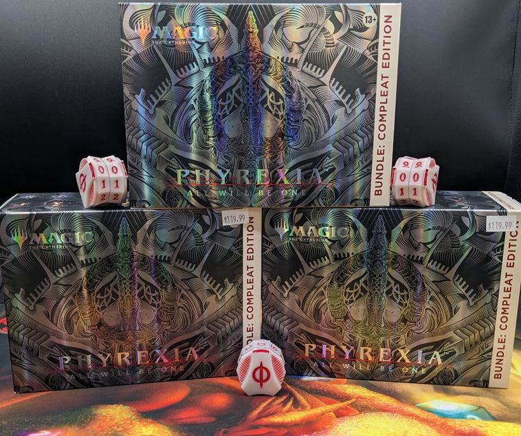 MTG: Phyrexia: All Will Be One Compleat Edition Bundle & Click-down Life Counter Available Now @ Dice Addiction!