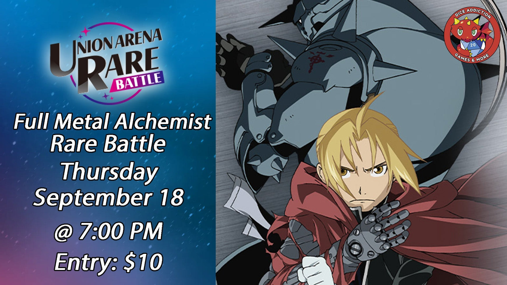 Dice Addiction's Union Arena Fullmetal Alchemist Rare Battle