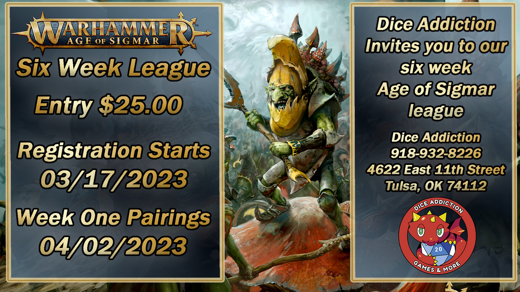 Warhammer: Age of Sigmar Six Week League @ Dice Addiction!