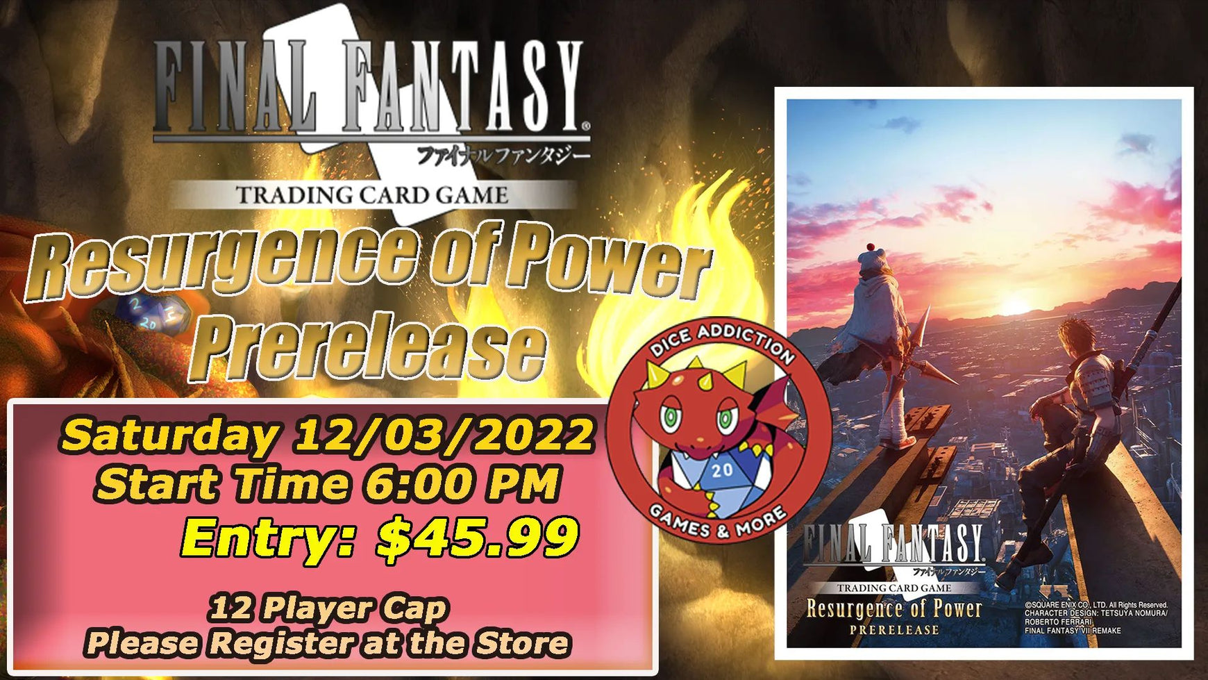 Final Fantasy TCG Resurgence of Power Prerelease This Saturday @ Dice Addiction!
