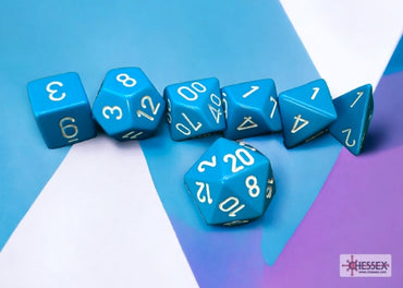 Opaque Light Blue/white Polyhedral 7-Dice Set