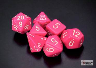 Opaque Pink/white Polyhedral 7-Dice Set