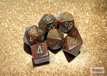 Glitter Gold/silver Polyhedral 7-Dice Set