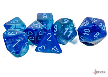 7CT Chessex Gemini Polyhedral 7-Die Set, Blue-Blue/Light-Blue