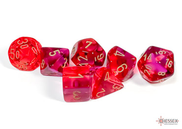 Gemini Translucent Red-Violet/gold Polyhedral 7-Dice Set