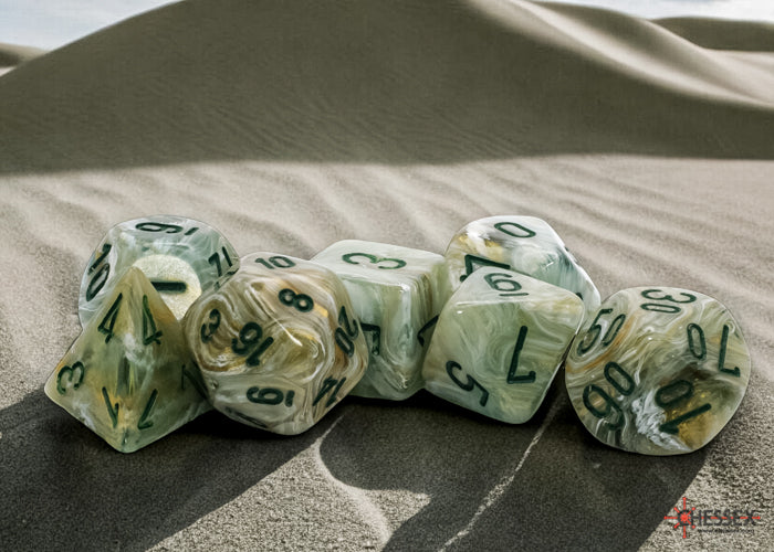 Marble Mega-hedral Green/dark green 7-Die Set