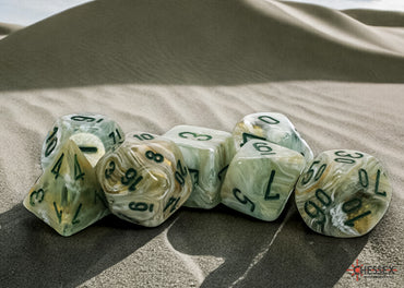 Marble Mega-hedral Green/dark green 7-Die Set