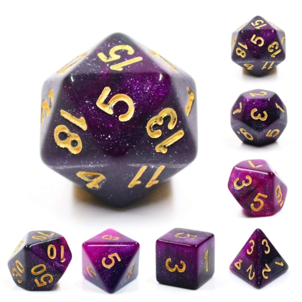 BLACK & PURPLE GALAXY RPG DICE SET