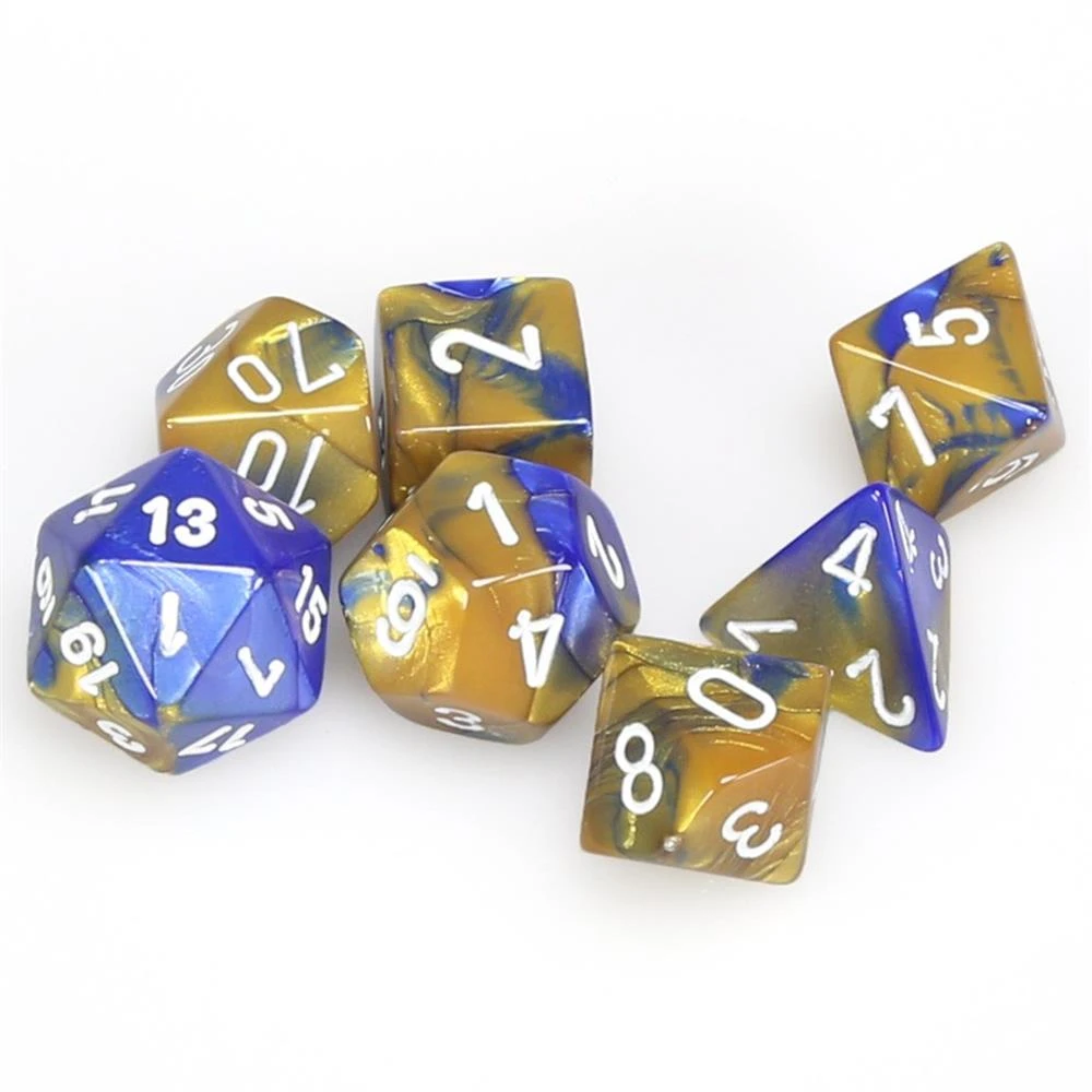 Chessex Gemini Polyhedral 7-Die Set, Blue-Gold/White