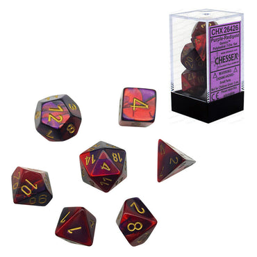 Chessex Gemini Polyhedral 7-Die Set, Purple-Red/Gold