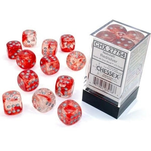 Chessex CHX 27954 Nebula: Red/Silver 12mm D6 Dice Block (36 Dice)