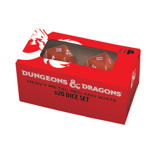 Dungeon And Dragons Heavy Metal Red And White D20 Dice Set