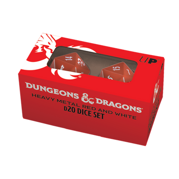 Dungeon And Dragons Heavy Metal Red And White D20 Dice Set