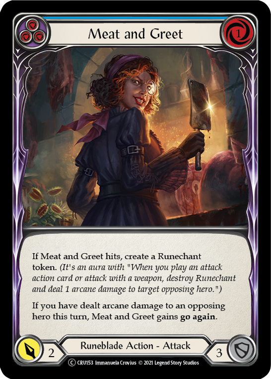 Meat and Greet (Blue) (Rainbow Foil) [U-CRU153-RF] Unlimited Rainbow Foil