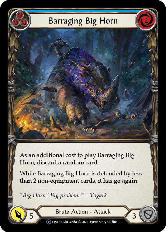 Barraging Big Horn (Blue) (Rainbow Foil) [U-CRU012-RF] Unlimited Rainbow Foil