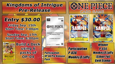One Piece: Kingdoms of Intrigue Prerelease - Sunday ticket