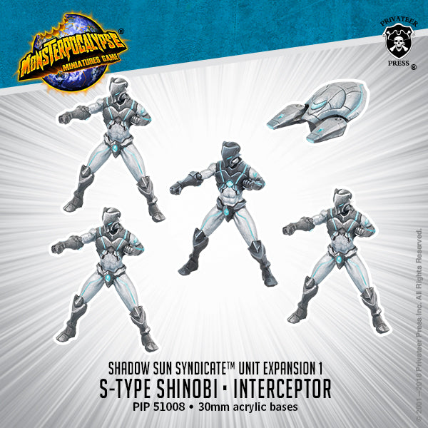 Monsterpocalypse – S-Type Shinobi & Interceptor: Shadow Sun Syndicate Unit (metal/resin)
