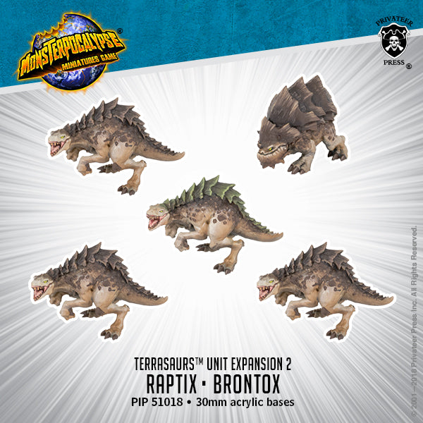 Raptix & Brontox – Monsterpocalypse Terrasaur Units (metal/resin)