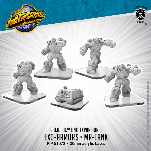 Exo-Armors & MR-Tank – Monsterpocalypse G.U.A.R.D. Units (metal/resin)