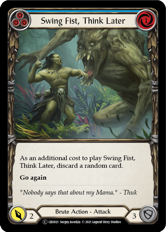Swing Fist, Think Later (Blue) (Rainbow Foil) [U-CRU021-RF] Unlimited Rainbow Foil