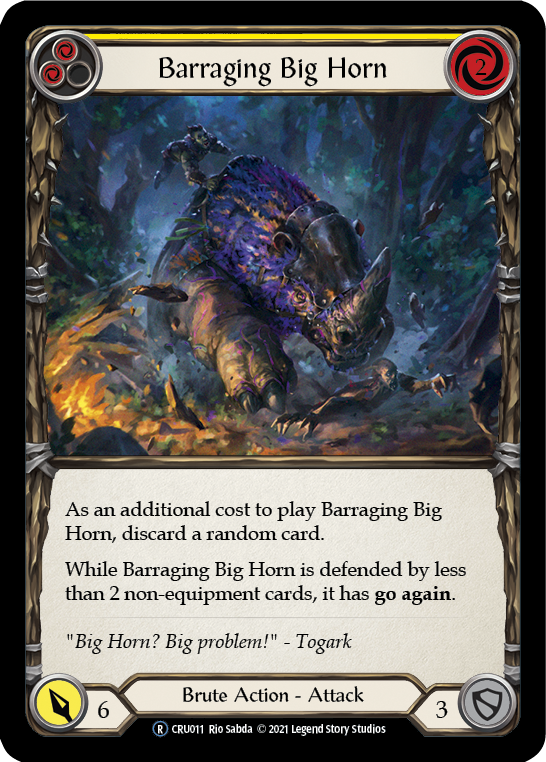 Barraging Big Horn (Yellow) (Rainbow Foil) [U-CRU011-RF] Unlimited Rainbow Foil