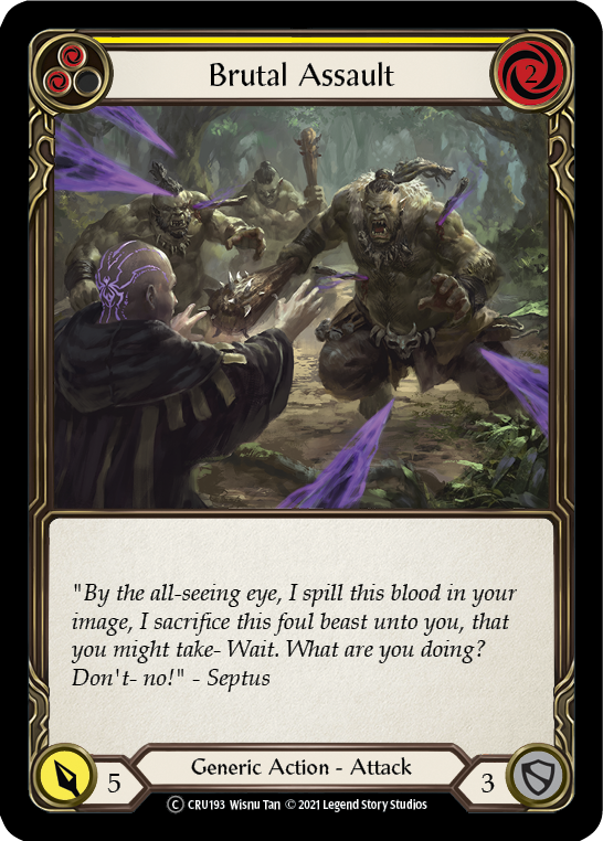 Brutal Assault (Yellow) (Rainbow Foil) [U-CRU193-RF] Unlimited Rainbow Foil