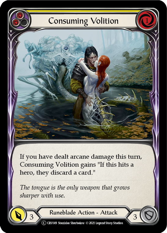 Consuming Volition (Yellow) (Rainbow Foil) [U-CRU149-RF] Unlimited Rainbow Foil