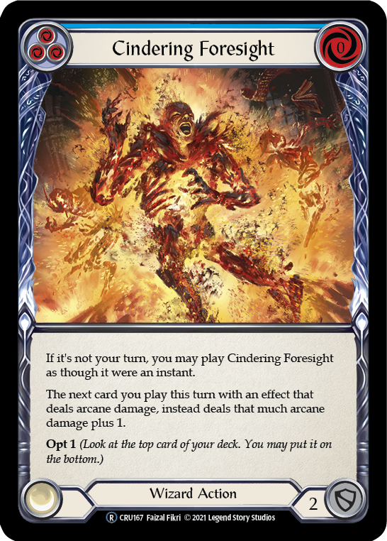 Cindering Foresight (Blue) (Rainbow Foil) [U-CRU167-RF] Unlimited Rainbow Foil