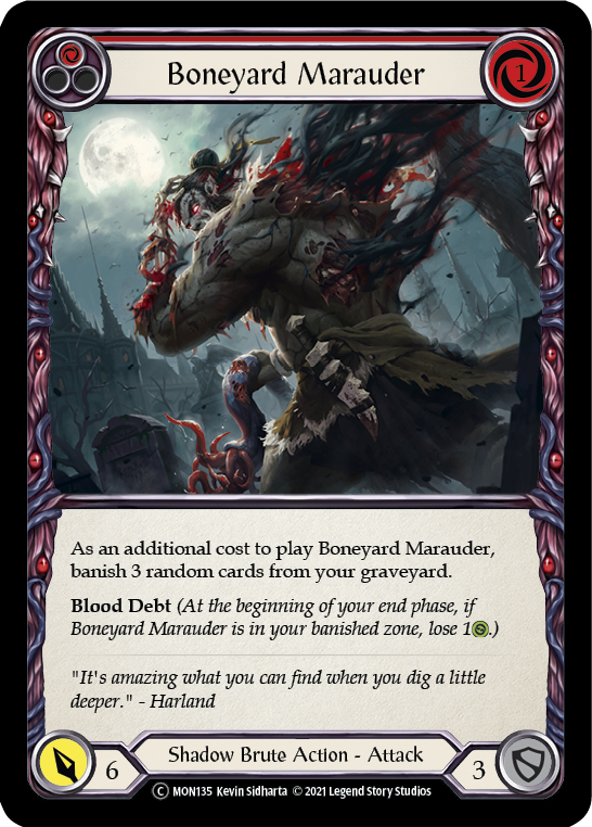 Boneyard Marauder (Red) (Rainbow Foil) [U-MON135-RF] Unlimited Rainbow Foil