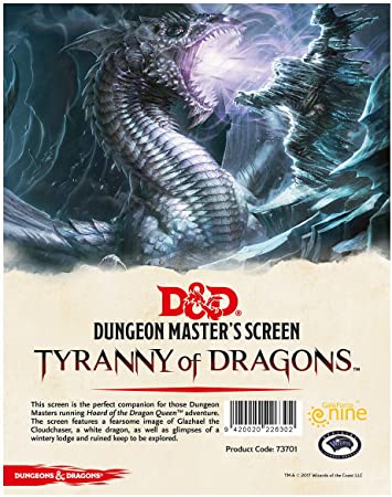 Dungeons and Dragons RPG: Tyranny of Dragons - Hoard of the Dragon Queen DM Screen
