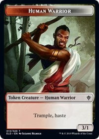 Human Warrior // Food (17) Double-sided Token [Throne of Eldraine Tokens]