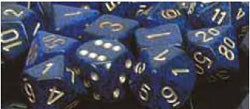 7CT SPECKLED POLY GOLDEN COBALT DICE SET