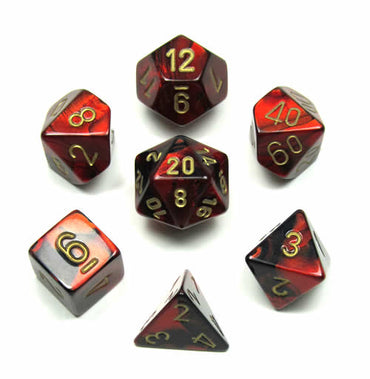 Gemini Black-Red/gold Polyhedral 7-Dice Set