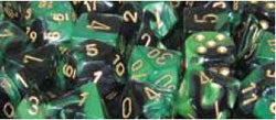 Gemini Black-Green/gold Polyhedral 7-Dice Set