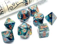 Lab Dice 5: Lustrous® Polyhedral Alpestris/orange 7-Die Set