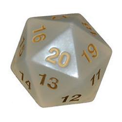55mm Jumbo d20 Translucent Pearl/gold