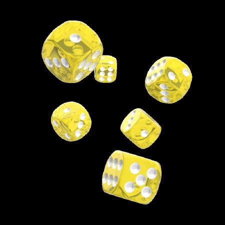 OAKIE DOAKIE DICE: D6 16MM TRANSLUCENT - YELLOW (12CT)