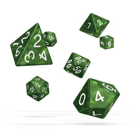 OAKIE DOAKIE DICE: POLYHEDRAL RPG SET MARBLE - GREEN (7CT)