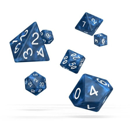 OAKIE DOAKIE DICE: POLYHEDRAL RPG SET MARBLE - BLUE (7CT)