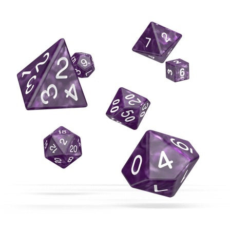 OAKIE DOAKIE DICE: POLYHEDRAL RPG SET MARBLE - PURPLE (7CT)